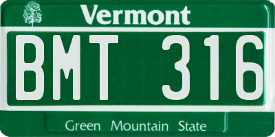 VT license plate BMT316