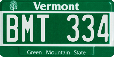 VT license plate BMT334