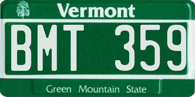 VT license plate BMT359