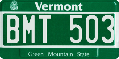 VT license plate BMT503