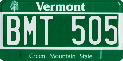 VT license plate BMT505