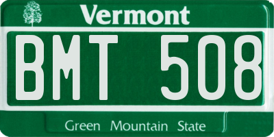 VT license plate BMT508