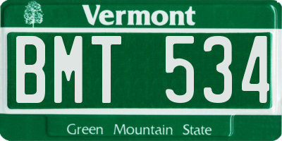 VT license plate BMT534