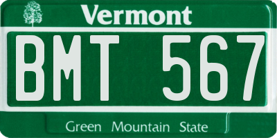 VT license plate BMT567