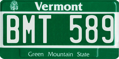 VT license plate BMT589