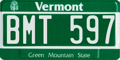 VT license plate BMT597
