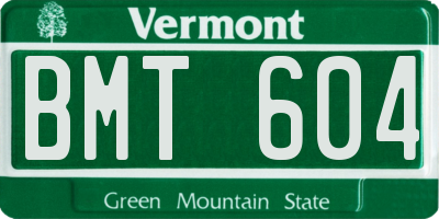 VT license plate BMT604