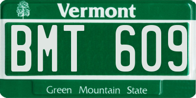 VT license plate BMT609