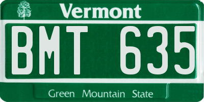 VT license plate BMT635