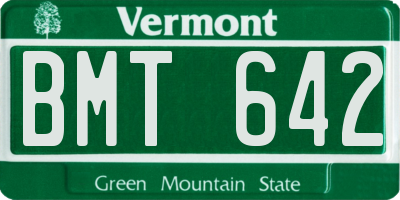 VT license plate BMT642