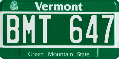 VT license plate BMT647