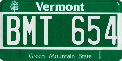 VT license plate BMT654
