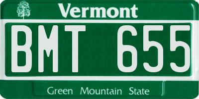 VT license plate BMT655