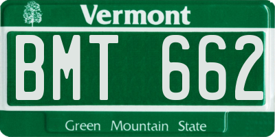 VT license plate BMT662