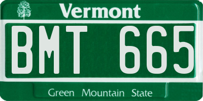 VT license plate BMT665