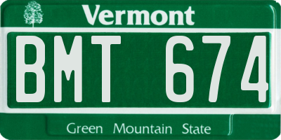 VT license plate BMT674
