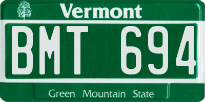 VT license plate BMT694