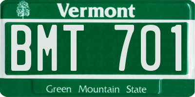 VT license plate BMT701