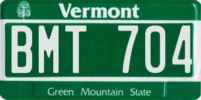 VT license plate BMT704