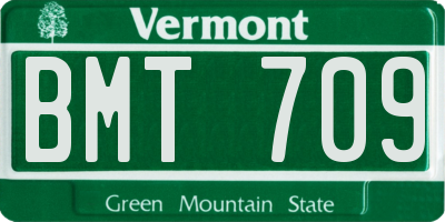 VT license plate BMT709