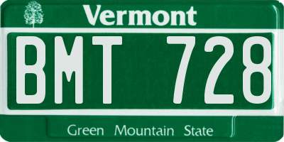 VT license plate BMT728