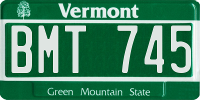 VT license plate BMT745