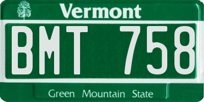 VT license plate BMT758