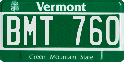 VT license plate BMT760