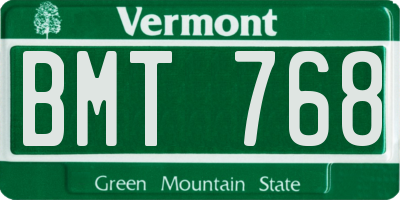 VT license plate BMT768
