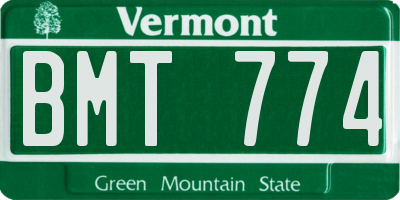 VT license plate BMT774