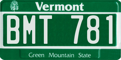 VT license plate BMT781