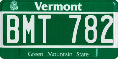 VT license plate BMT782
