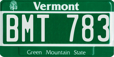 VT license plate BMT783