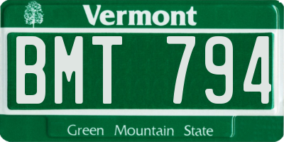 VT license plate BMT794