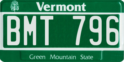 VT license plate BMT796