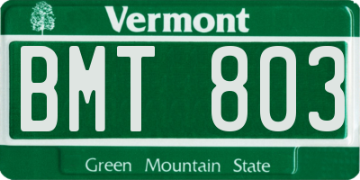 VT license plate BMT803