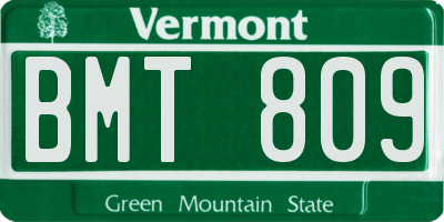 VT license plate BMT809