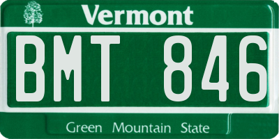VT license plate BMT846