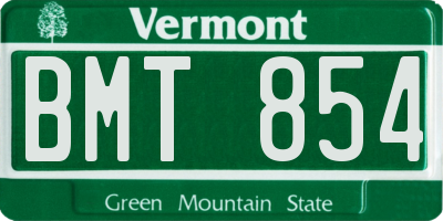 VT license plate BMT854