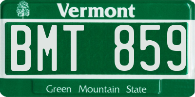 VT license plate BMT859