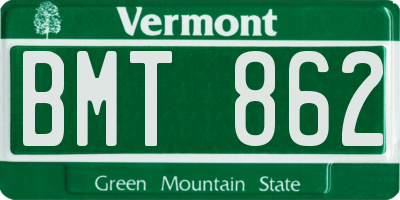 VT license plate BMT862