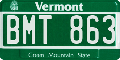 VT license plate BMT863