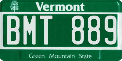 VT license plate BMT889