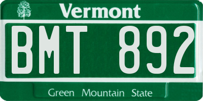 VT license plate BMT892