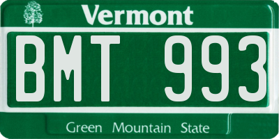 VT license plate BMT993