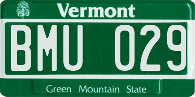 VT license plate BMU029