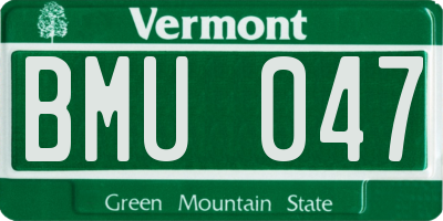 VT license plate BMU047