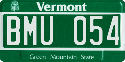 VT license plate BMU054