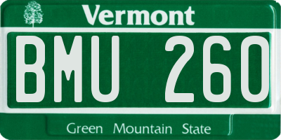 VT license plate BMU260