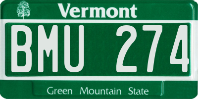 VT license plate BMU274